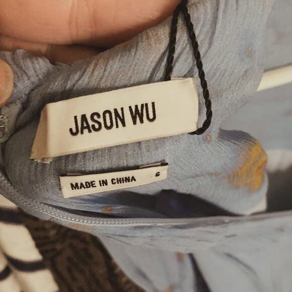 Jason Wu Powder Blue 100% Silk Pleated Mini Dress NWT Size 6 - Picture 3 of 5